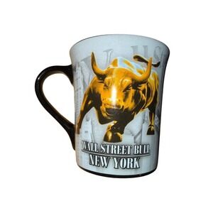Torkia Wall Street Bull New York Coffee Mug Black Handle Charging Bull ceramic